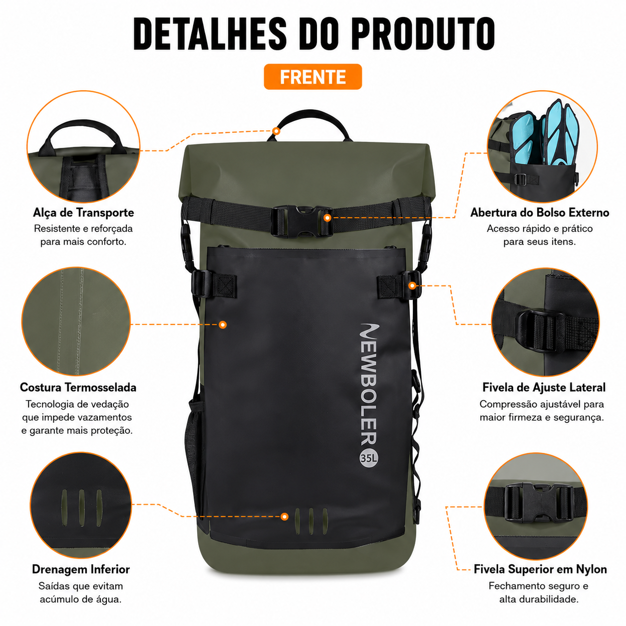MOCHILA ESTANQUE ROLL TOP 35L FALPINE
