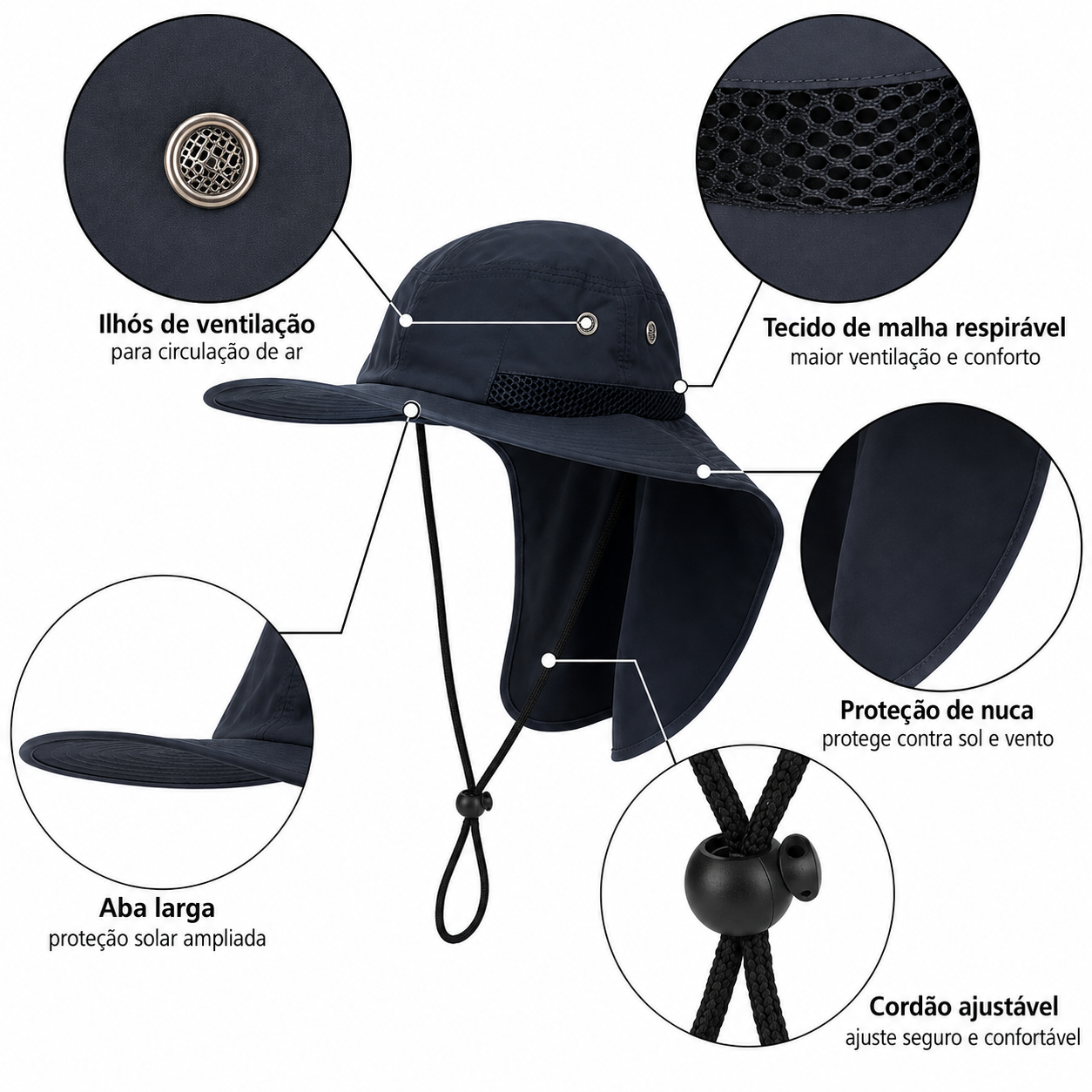CHAPÉU MASCULINO SAFARI UV NECK FALPINE
