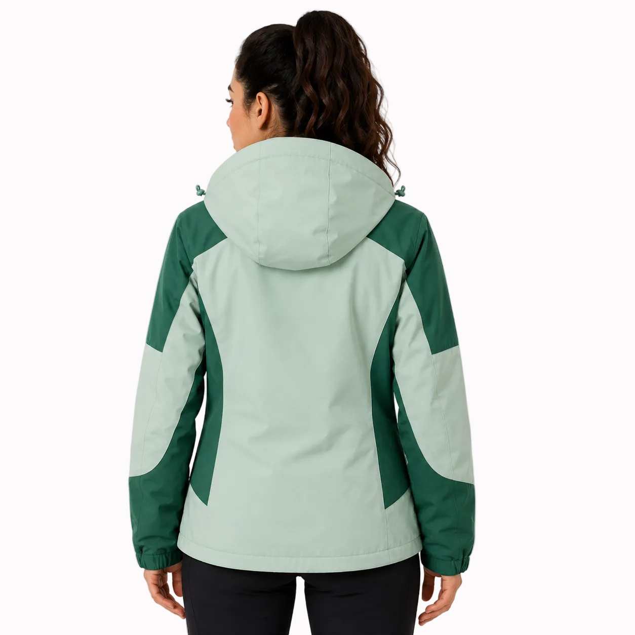 Jaqueta feminina 3 em 1 alpine falpine em tons de verde e verde menta com capuz ideal para trilhas